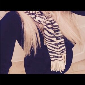 Zebra Print Scarf with Fringe